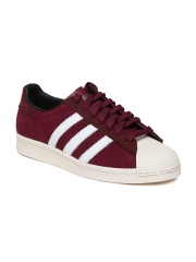 Adidas Originals Men Burgundy Superstar 80s Leather Casual Shoes