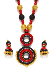 Adrika Red & Black Jewellery Set