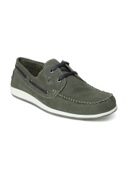 Allen Solly Men Green Leather Boat Shoes