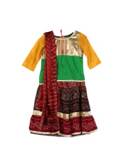 Alpna Kids Girls Green & Maroon Lehenga Choli with Dupatta