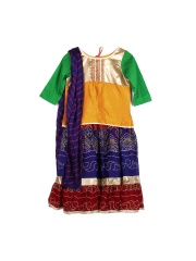 Alpna Kids Girls Yellow & Blue Lehenga Choli with Dupatta