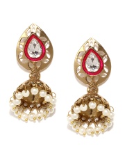 Anouk Gold-Toned & White Jhumka Earrings