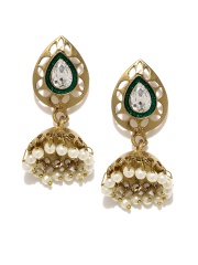 Anouk Gold-Toned & White Jhumka Earrings