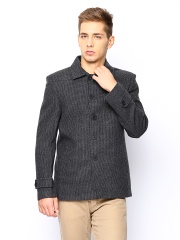 Arrow New York Men Grey & Black Wool Blend Jacket
