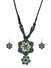 Artwood Black & Green Jewellery Set