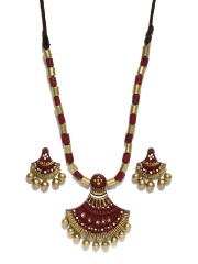 Artwood Brown & Gold Toned Jewellery Set