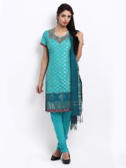 BIBA Women Blue & Purple Embroidered Salwar Suit