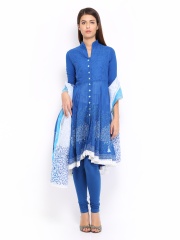 BIBA Women Blue Anarkali Churidar Kurta with Dupatta