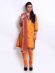 BIBA Women Orange Embroidered Salwar Suit