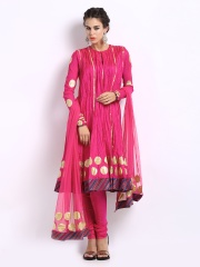 BIBA by Rohit Bal Women Pink Silk Anarkali Churidar Kurta Set