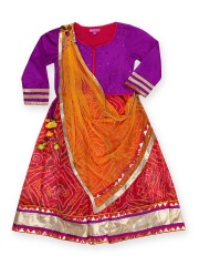 BIBA Girls Purple & Red Lehenga Choli Set