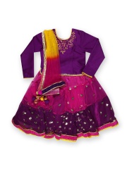 BIBA Girls Purple & Pink Lehenga Choli Set