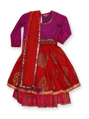 BIBA Girls Purple & Red Lehenga Choli Set