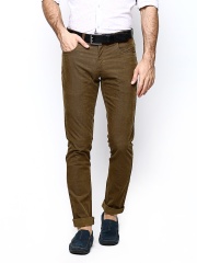 Blackberrys Men Brown Sharp Fit Corduroy Trousers