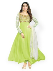Bollywood Trends Lime Green Embroidered Semi-stitched Dress Material