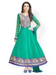 Bollywood Trends Turquoise Blue Embroidered Semi-stitched Dress Material
