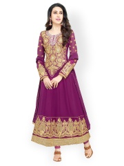 Bollywood Trends Purple Georgette Semi-Stitched Dress Material