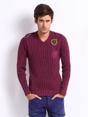 Breakbounce Men Burgundy Breezy Regular Fit Sweater