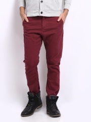 Breakbounce Men Burnt Red Cayman Polite Hug Tapered Fit Trousers