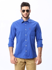 Burnt Umber Men Blue Slim Fit Casual Shirt