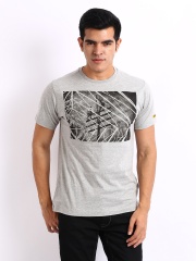 CAT Men Grey Printed T-shirt