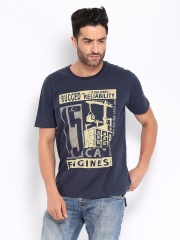 CAT Men Navy Printed T-shirt