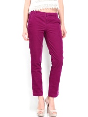 Calvin Klein Jeans Women Magenta Corduroy Trousers