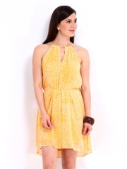 Chemistry Yellow Printed Fit & Flare Dress