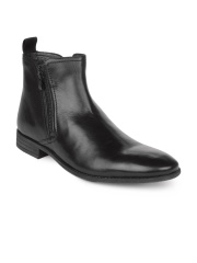 Clarks Men Black Dual Zipper Leather Boots
