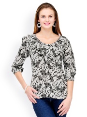 Color Cocktail Women Grey Printed Top