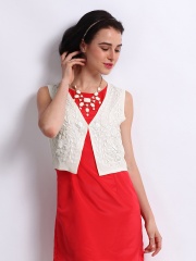 D Muse Women Off-White Waistcoat