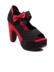 Do Bhai Women Black Polka Dotted Sandals