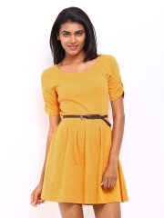 DressBerry Mustard Yellow Fit & Flare Dress