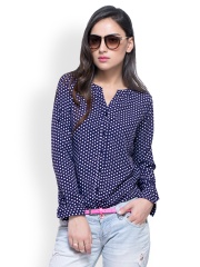 FabAlley Women Blue Polka Dot Print Top
