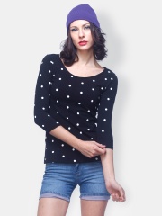 FabAlley Women Black Polka Dot Printed Top