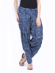 Fabindia Women Blue Printed Patiala Pants