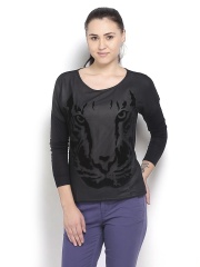 Flying Machine Women Black Printed Top