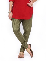 Folklore Women Olive Green Churidar Pants