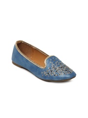 Get Glamr Women Blue Studded Flat Shoes