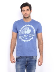 myntra Men Blue Printed T-shirt