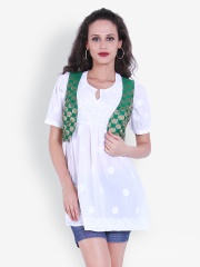 Indi Dori Women Green & Golden Waistcoat