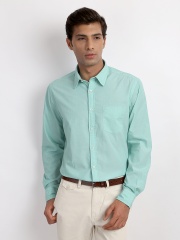 Indian Terrain Men Green Slim Fit Smart-Casual Shirt