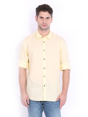 Indian Terrain Men Yellow Slim Fit Casual Shirt
