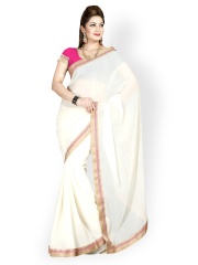 Ishin White Chiffon Bridal Saree