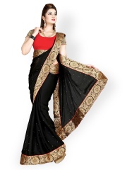Ishin Black Chiffon Bridal Saree