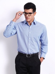 John Players Men Blue Houndstooth Formal Shirt