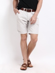 John Players Men Grey & White Striped Shorts