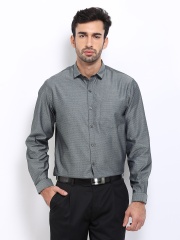 John Players Men Grey Slim Fit Semi-Formal Shirt