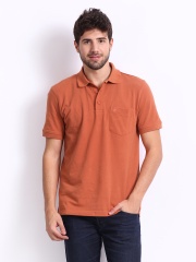 John Players Men Rust Orange Pique Polo T-shirt