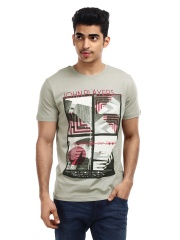 John Players Men Grey Printed T-Shirt